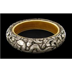 Vintage Tibet Bone Silver Bangle Bracelet (ANT-1591)