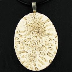 100twc Coral Fossil Pendant Necklace (JEW-3042)