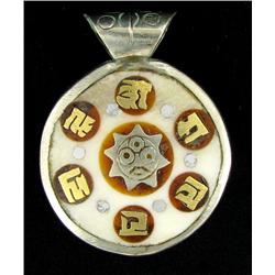 Tibet Inlaid Brass Nickel Pendant (ANT-1543)
