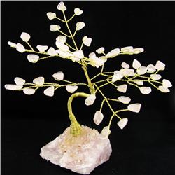 Handcrafted Rose Quartz Brass Wire Tree (DEC-438)