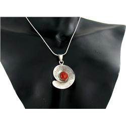 58twc Red Coral Sterling Pendant Earring Necklace (JEW-198)