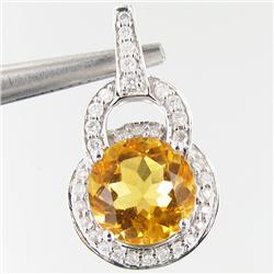 12.65twc Citrine Diamond 14k Gold Pendant (JEW-3383)