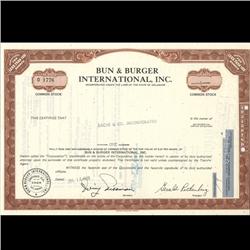 1960s Bun & Burger Stock Certificate Scarce Brown (COI-3446)