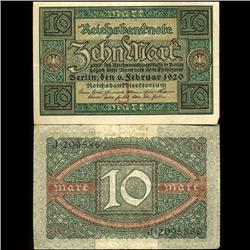 1920 Germany 10 Mark High Grade Note (COI-3937)