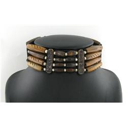 Handcraft Amer Indian Wood Choker Necklace (JEW-3170)