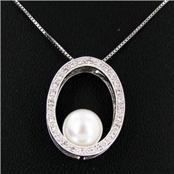 Pearl Diamond 14k Pendant Necklace (JEW-2832)