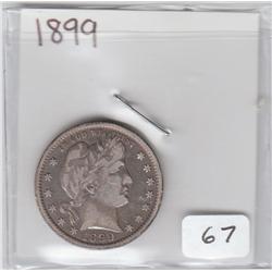 COBALT BLUE TONING BARBER QUARTER 1899 SHARP DETAIL