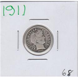 1911 SILVER BARBER DIME
