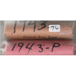 2 ROLLS STEEL WHEAT CENTS 1943