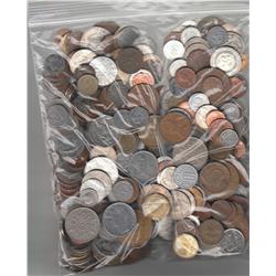 100s OF COINS OVER 3 POUNDS OF FOREIGN MIXED COINS