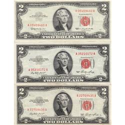 GROUP OF 3 $2 RED SEALS 1963