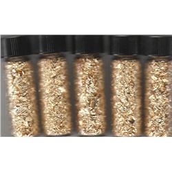 5 GLASS VIALS OF GOLD FLAKE