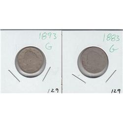 1893 & 1883 V LIBERTY NICKELS