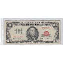 $100 RED SEAL LEGAL TENDER 1966 BOLD BRIGHT