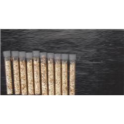 10 GLASS VIALS OF GOLD FLAKE