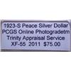 Image 3 : 1923-S Silver Peace Dollar  XF-55 PCGS w/Appraisal