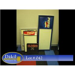 PEPSI, COKE, & OPEN / CLOSE LETTER BOARDS (X6)
