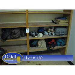 BOWLING BAGS, SHOES, ETC (CONTENTS OF SHELF)