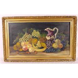 O/C Still Life Painting of Fruit, Ca. 1870