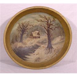 Winter Scene Painted Wooden Bowl