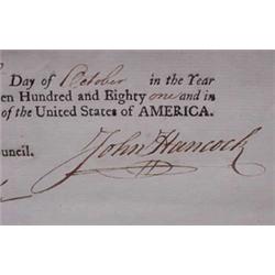  John Hancock  Signed Document, 1781