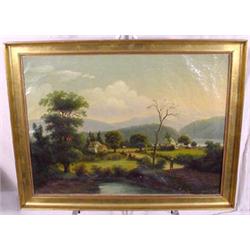 "P. Hanson" Signed O/C Painting, Ca. 1850