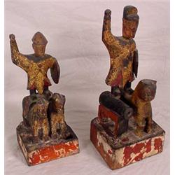 Pair of Oriental Carved Figures