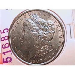 1900 Morgan Brilliant Almost Uncirculated Silver Dollar AU-55