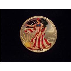 2002 Enamel .999 One Troy Ounce Pure Silver American Eagle