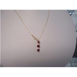3 Ruby & Diamond Necklace, 14K Gold