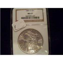 1885-O NGC MS-63 Brilliant Uncirculated Morgan Silver Dollar