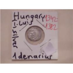 1342-82 Ancient Hungary Silver 1 Denarius Coin