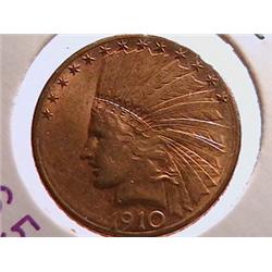 1910-S $10 Gold Indian XF45