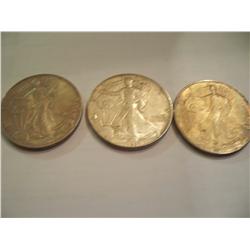 3 American Silver Eagle, .999 Pure Silver, 1987, 2002, 2003