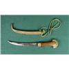 Image 1 : Mid-eastern style curved blade knife with  wood grip, hammered brass pommel and nicely  accomplished