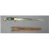 Image 1 : Mexican long dagger and leather sheath  approx. 16” overall with an approx. 12” blade  with blood gr