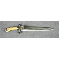 Heavy stag handled hunting knife, approx. 18”  overall with an approx. 12” blade in overall  good co