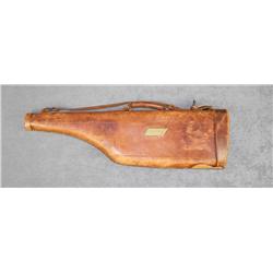 Leather “mutton leg” shotgun boot with period  plaque marked “L. C. Jefferson” in overall  fair to g