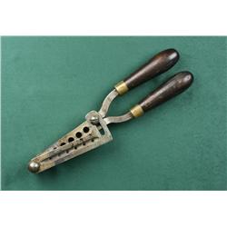 Gang bullet mold with wood grips, inspector  marked “A.H.K.” in overall very good  condition, six ca