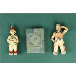 Lot of three early iron painted banks  including an Indian brave, approx. 6” in  height, a clown, ap