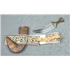 Image 1 : Mid-eastern “father to son” curved blade  dagger with decorated grips, reed wrapped  wood sheath and