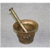 Image 1 : Old cast brass mortar and pestle approx.  3-1/2” in diameter and approx. 3-1/2” in  height with a da