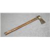 Image 1 : Heavy blade axe marked “Hudson Bay Co.”  approx. 7” overall with old wood shaft  approx. 27” overall