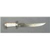 Image 1 : Beautiful large Bowie style knife approx.  15-1/2” overall with an approx. 11” unmarked  blade, silv