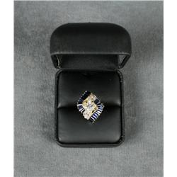 Ladies Princess cut Diamond & Sapphire Ring.  Approx. 1.22 carat center Diamond with  approx. .50 ca