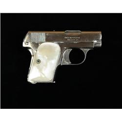 Colt Model 1908 Hammerless .25 pocket pistol,  .25 cal., 2” barrel, nickel finish, pearl  grips, #30
