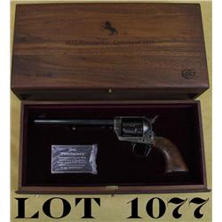 Presentation wood drawer style casing of a  Colt Centennial Peacemaker SAA revolver, .45  cal., 7-1/