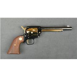 Factory cased Colt Frontier Scout SAA  revolver, .22LR cal., 6” barrel, blue and  gold wash finish, 