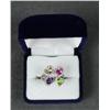 Image 1 : One 14k white gold ring set with multicolored  gems and diamonds. Est. $1,500-$2,000.