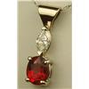 Image 2 : Very high quality 14 karat white gold ladies  custom made pendant set with a fine oval red  Ruby wei